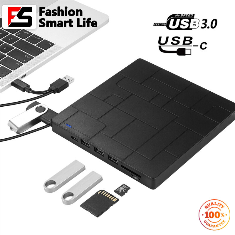 USB 3.0 đa chức năng thẻ chèn Ổ đĩa quang ghi quang di động Ổ đĩa quang
