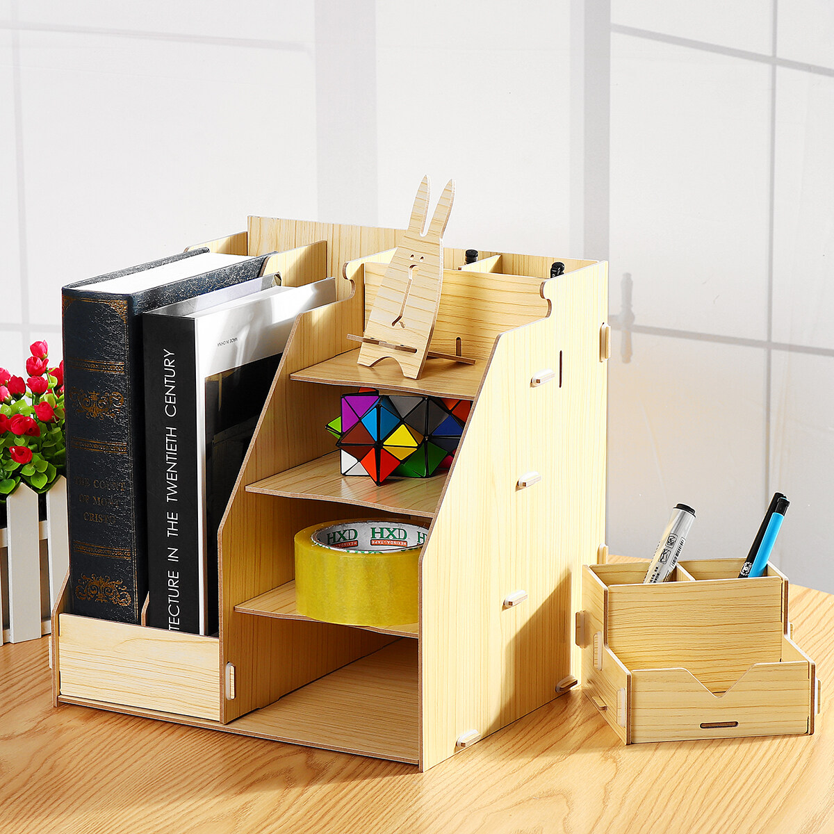 Tabla de almacenamiento en rack de escritorio del organizador del lápiz