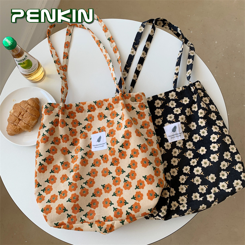 Penkin túi đeo vai nữ túi vải đựng sách túi tote mua sắm