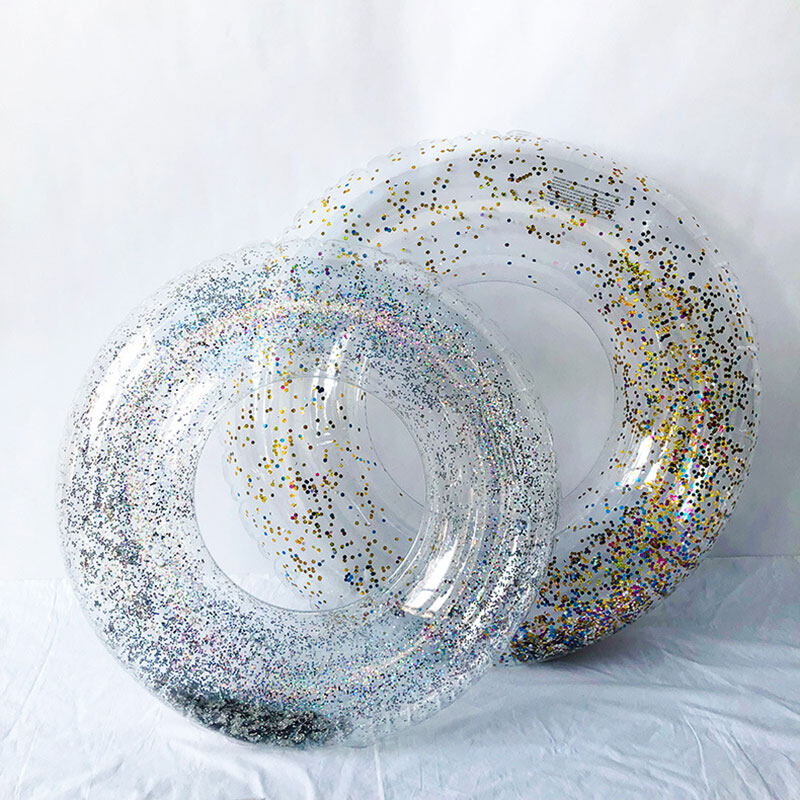 Summer Inflatable Transparent Sequins Swimming Ring Children Kid Pool