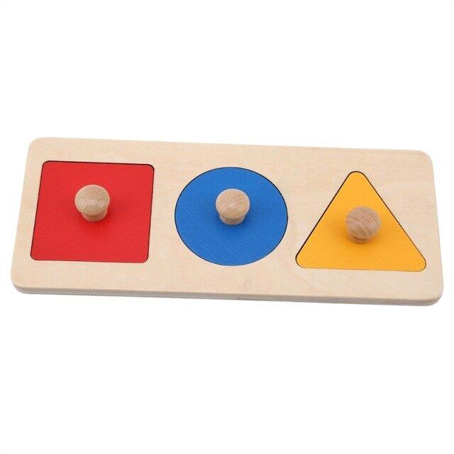 ไม้รูปทรงเรขาคณิตการเรียงลำดับคณิตศาสตร์ Montessori ปริศนาที่มีสีสันการเรียนก่อนเข้าโรงเรียนเกมเพื่อการศึกษาเด็กของเล่นทารก