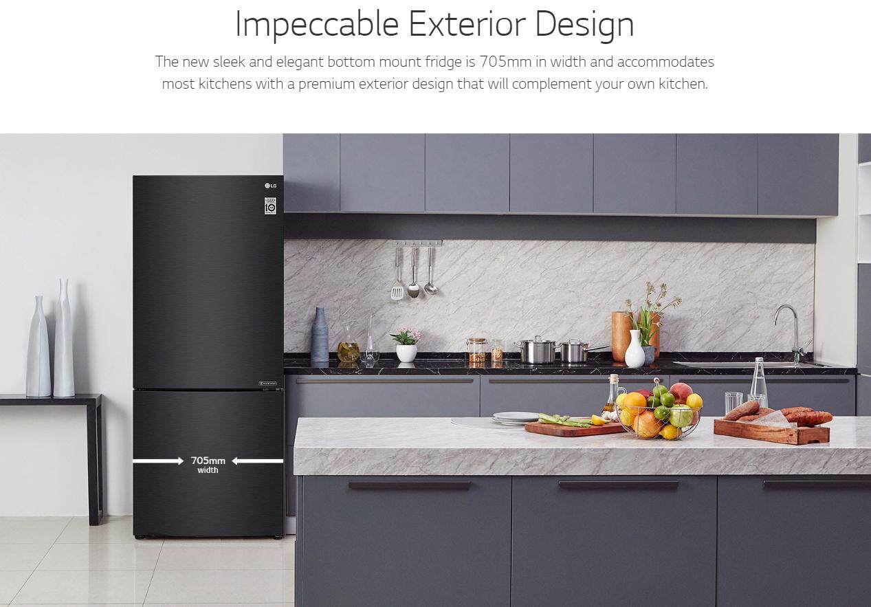 LG 454L 2 Door Inverter Bottom Freezer Refrigerator GCB529NQCZ (Matte