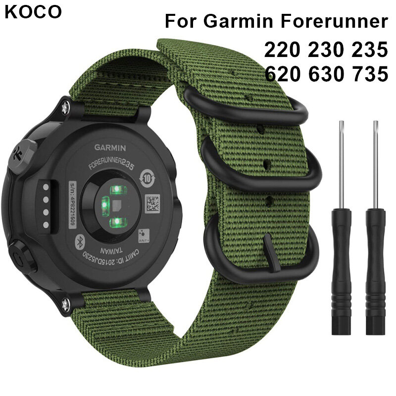 Tương thích với garmin forerunner 235, dây đồng hồ thay thế thể thao bằng nylon mềm tương thích với garmin forerunner 235/220/230/620/630/735xt