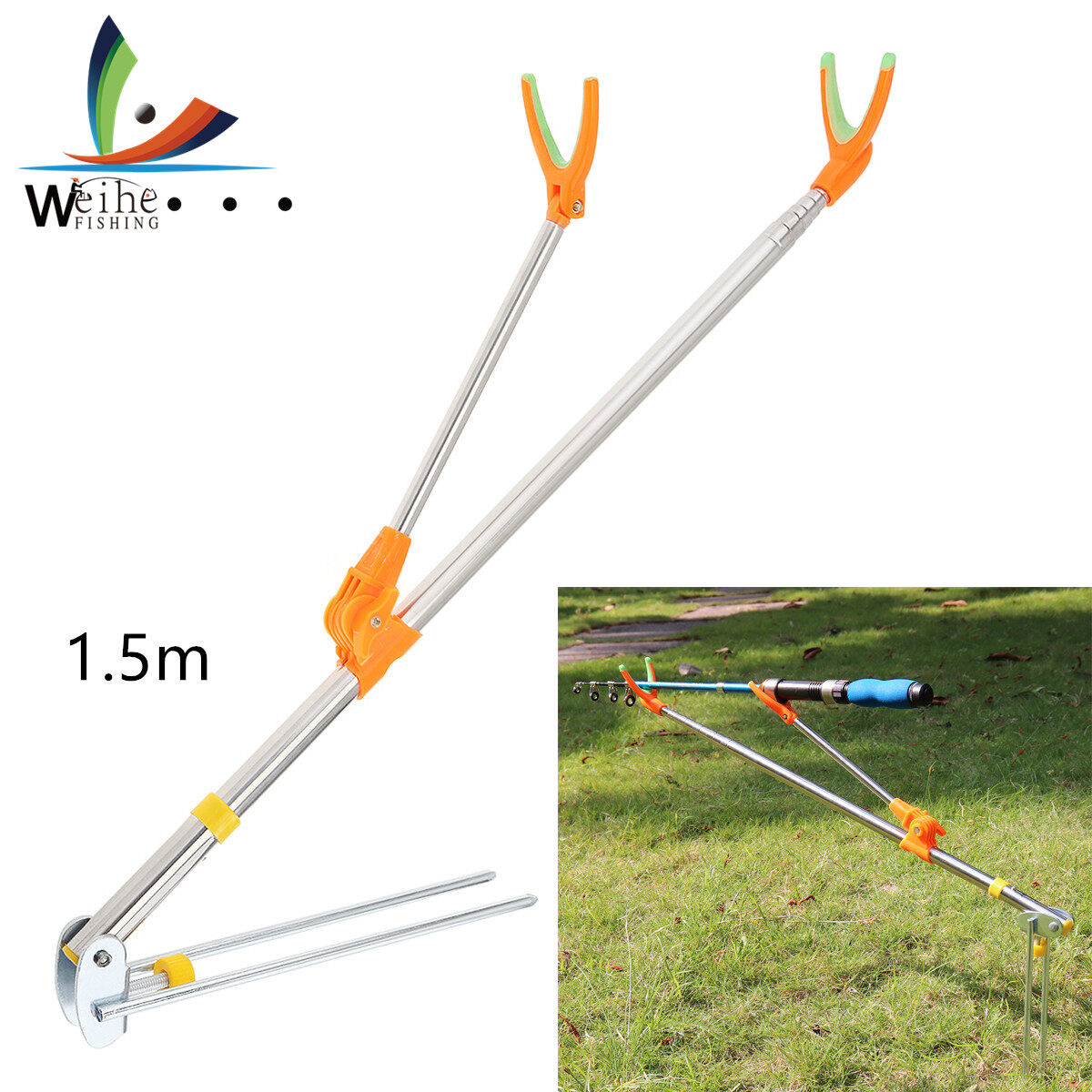 2.1m giá đỡ cần câu cắm đất giá đỡ giá có điều chỉnh cột căng kim loại giá đỡ ghế hộp câu cá