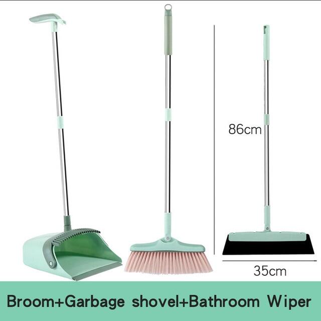 1ชุดไม้กวาดกวาดผม Dustpan ชุดทำความสะอาด Sweeper ไม้กวาดพลั่วขยะ Thicken พับชั้นหมุนอุปกรณ์ทำความสะอาดน่ารัก