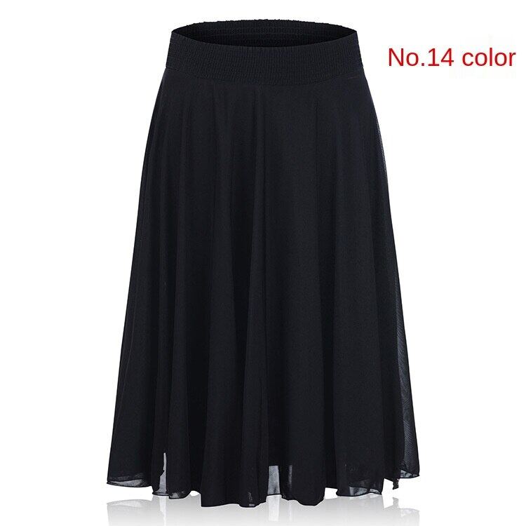 Middle-aged and elderly dancing dress women's summer skirt mid-length Mother's Ice Silk pleated skirt square dance skirt for the elderly