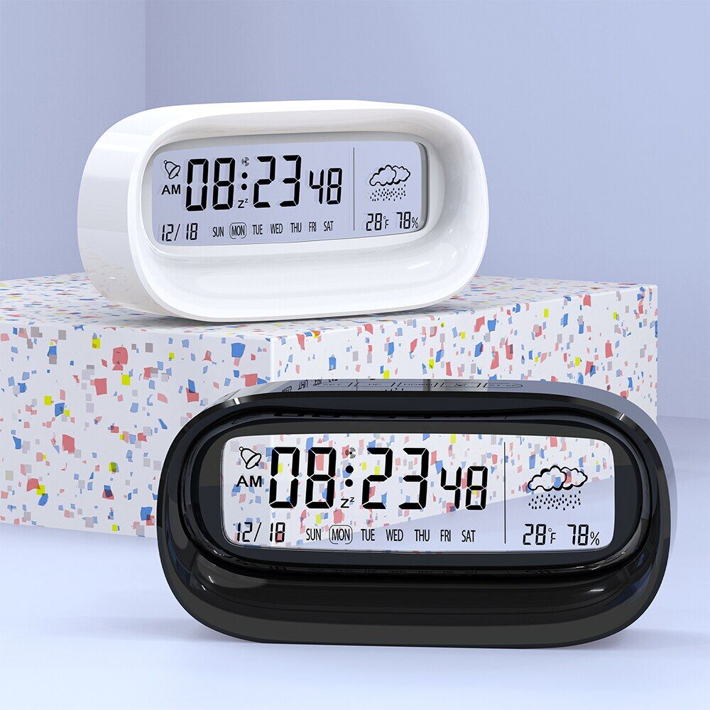 Đồng hồ điện tử thời tiết thông minh lcd thời trang đồng hồ để bàn đồng hồ bấm giờ đếm ngược lịch vạn niên đồng hồ báo thức học sinh trong suốt