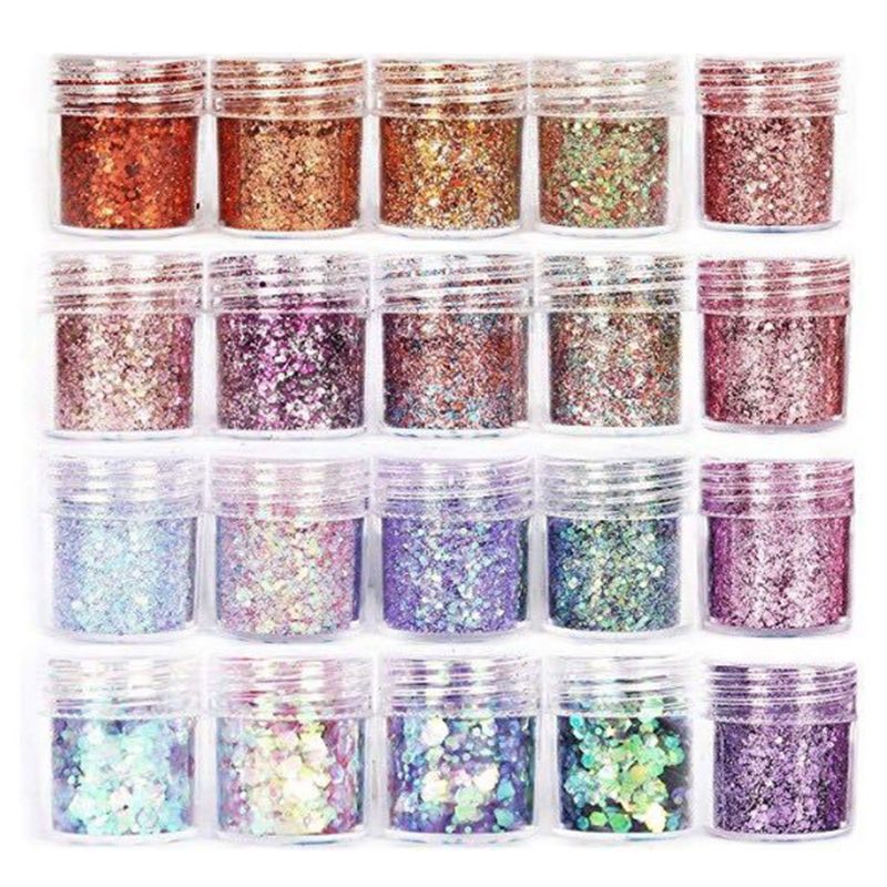 20 Chai Bột Lấp Lánh Lấp Lánh Lấp Lánh Bột Màu Nhựa Epoxy UV Bụi Làm Móng Tay Móng Tay Làm Đẹp Nghệ Thuật Tự Làm Sequin
