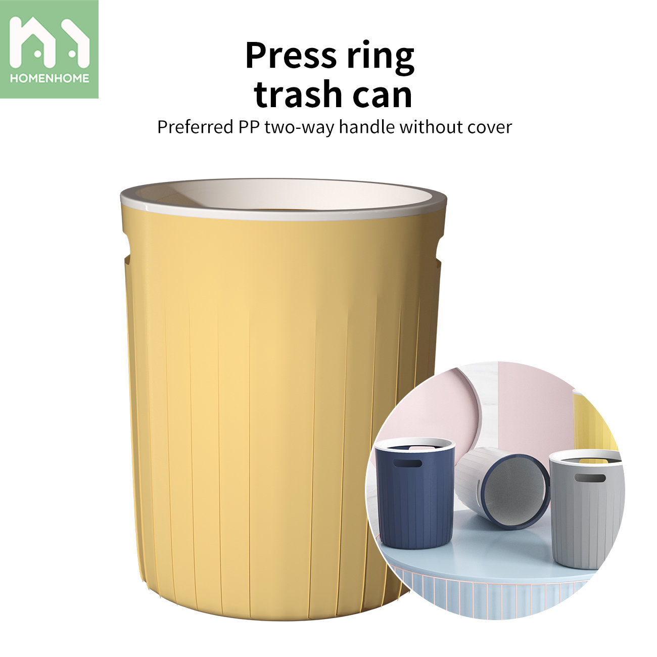 Homenhome 9L household trash bin modern minimalist kitchen living room bathroom toilet trash can ราคา 122 บาท*ส่งฟรี