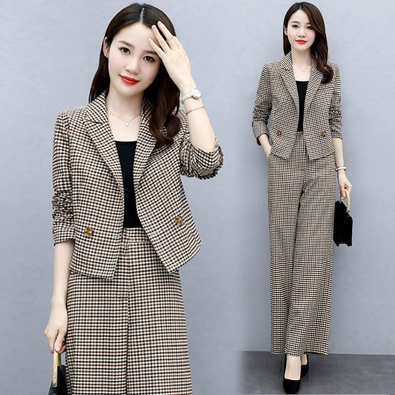  Bộ Áo Blazer Bộ Vest Nữ Kẻ Sọc Hàn Quốc Bộ Áo Blazer Áo Khoác Mỏng + Quần Dài Bộ Vest Công Sở Trang Trọng Cao Cấp Ngoại Cỡ 