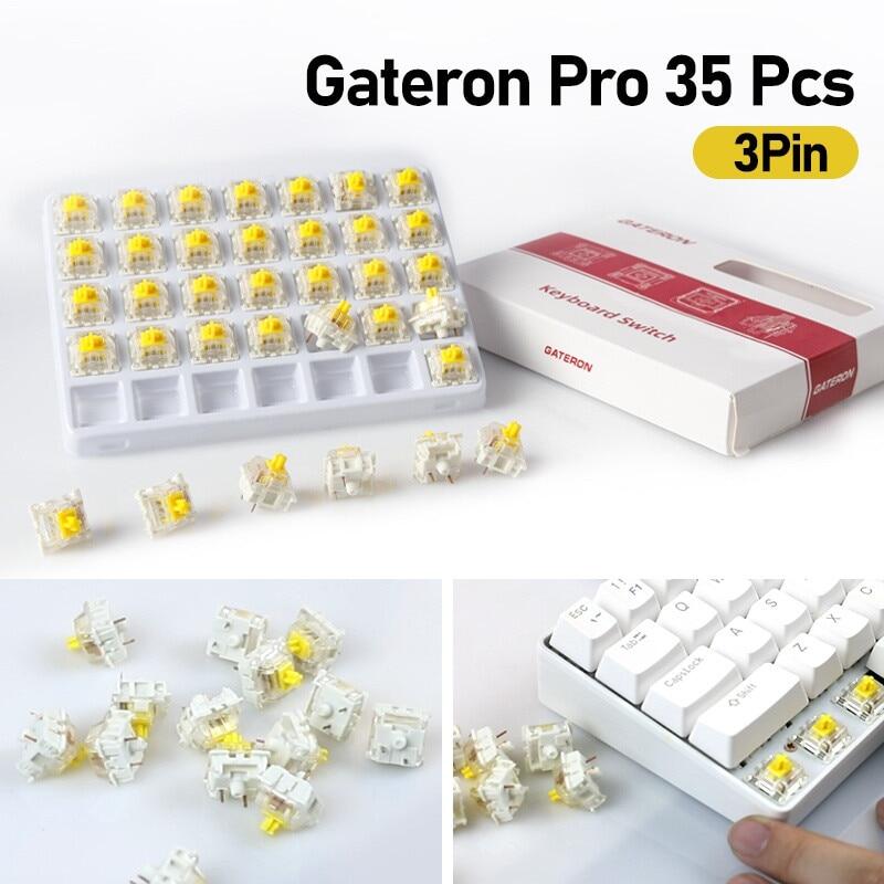Công tắc gateron pro yellow pro công tắc đỏ 35 cái/hộp/đóng hộp cảm giác tuyến tính dòng tiền điện tử nhà máy 3/5pin