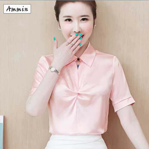 Áo sơ mi lụa sa tanh tay ngắn ammin, áo voan công sở, khí chất, phong cách thời trang, chuyên nghiệp