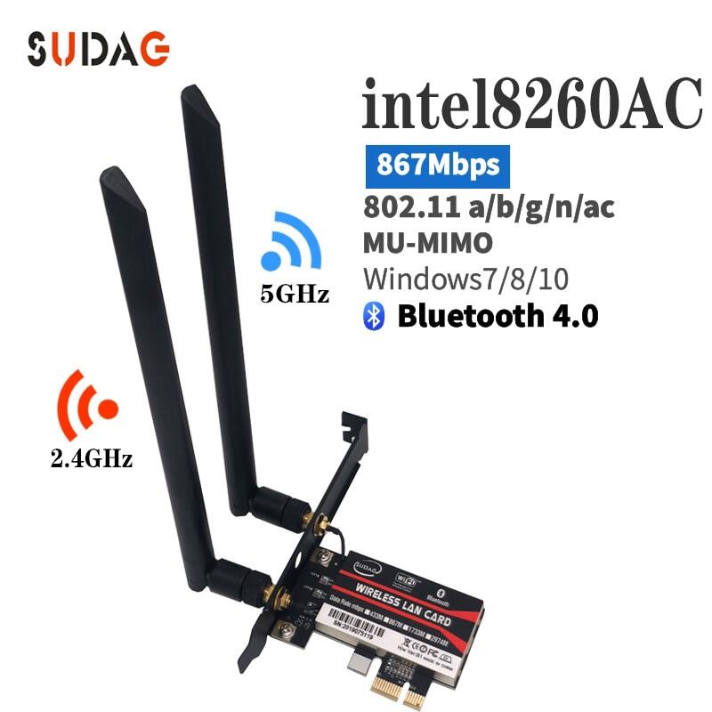 Card Mạng Wifi Để Bàn Cho Intel 8260AC 8260NGW 867Mbps WiFi + Bluetooth 4.2 Wireless-AC 8260 WIFI PCI-E Adapter 802.11AC