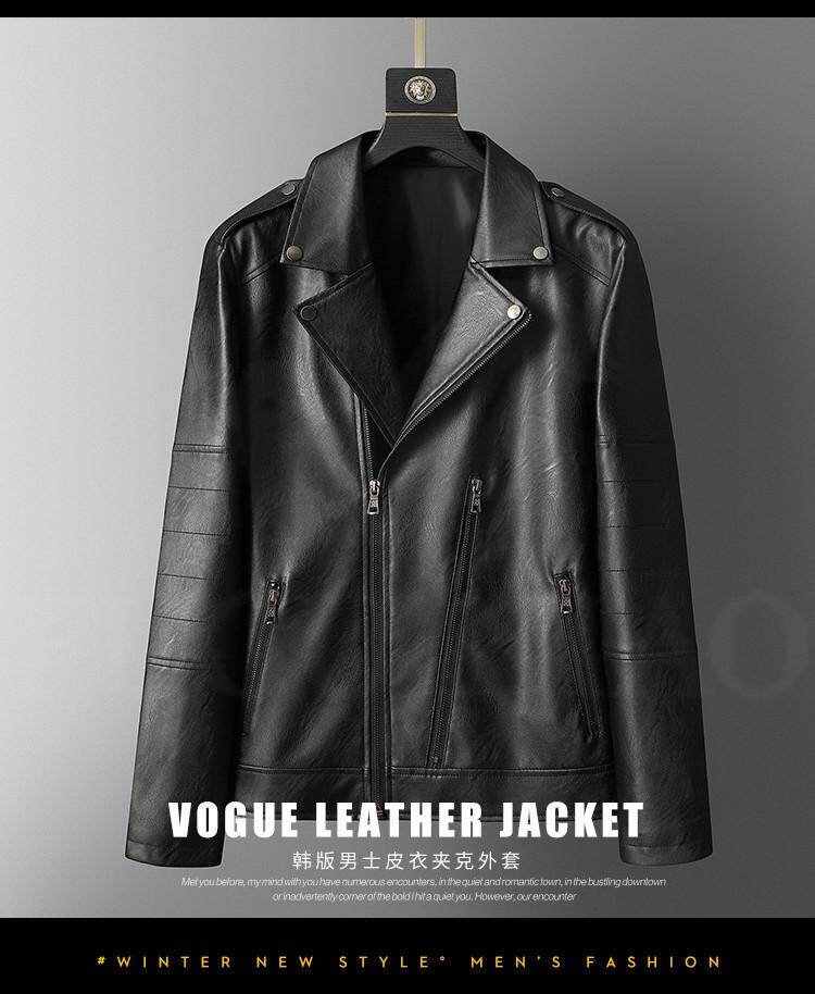 Fuguiniao 2019 New Fashion Man's Autumn Winter Black Faux Leather