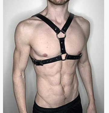 [new tide]Leather Straps Men's Leather Belt Versatile Suspender Skirt Trendy Men Daily Strap Cool Men's Chest Strap Shoulder Accessories
