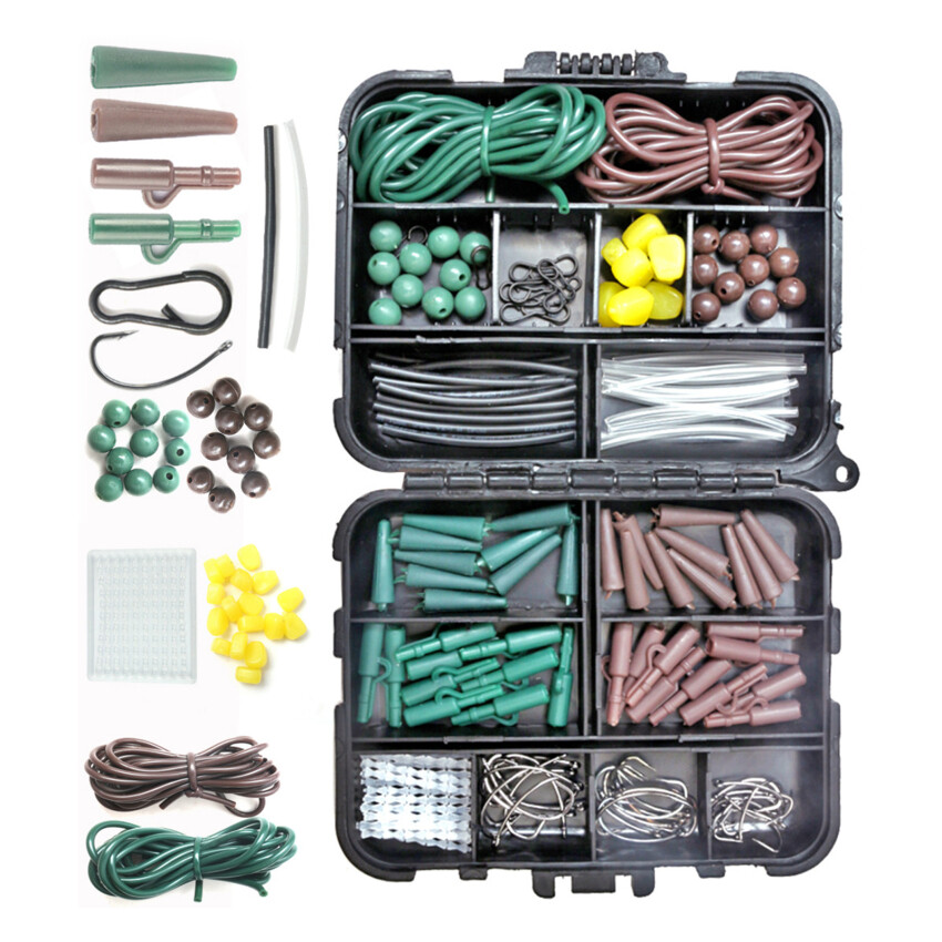 Bộ dụng cụ câu cá chép-152 chiếc phụ kiện câu cá chép đủ loại bao gồm móc câu cá chép kẹp xoay chống rối ống co lại mồi ngô dụng cụ câu cá chép