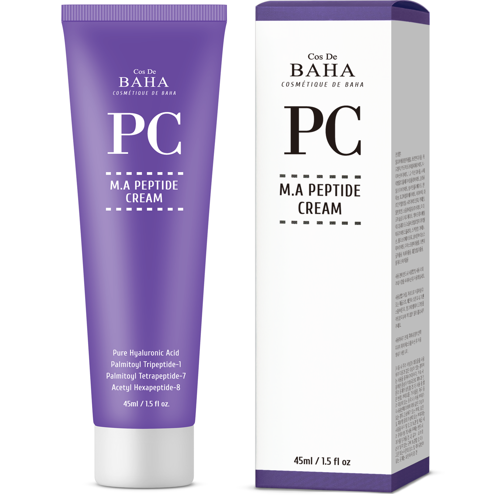 Cos Kem Dưỡng Da Mặt Phức Hợp Peptide De BAHA, Với Matrixyl 3000 & Argireline-Chống Lão Hóa & Nếp Nhăn-Chữa Lành Và Sửa Chữa Da + Sức Khỏe Da Tối Ưu Dành Cho Mặt + Không Cồn (1.5 OZ)