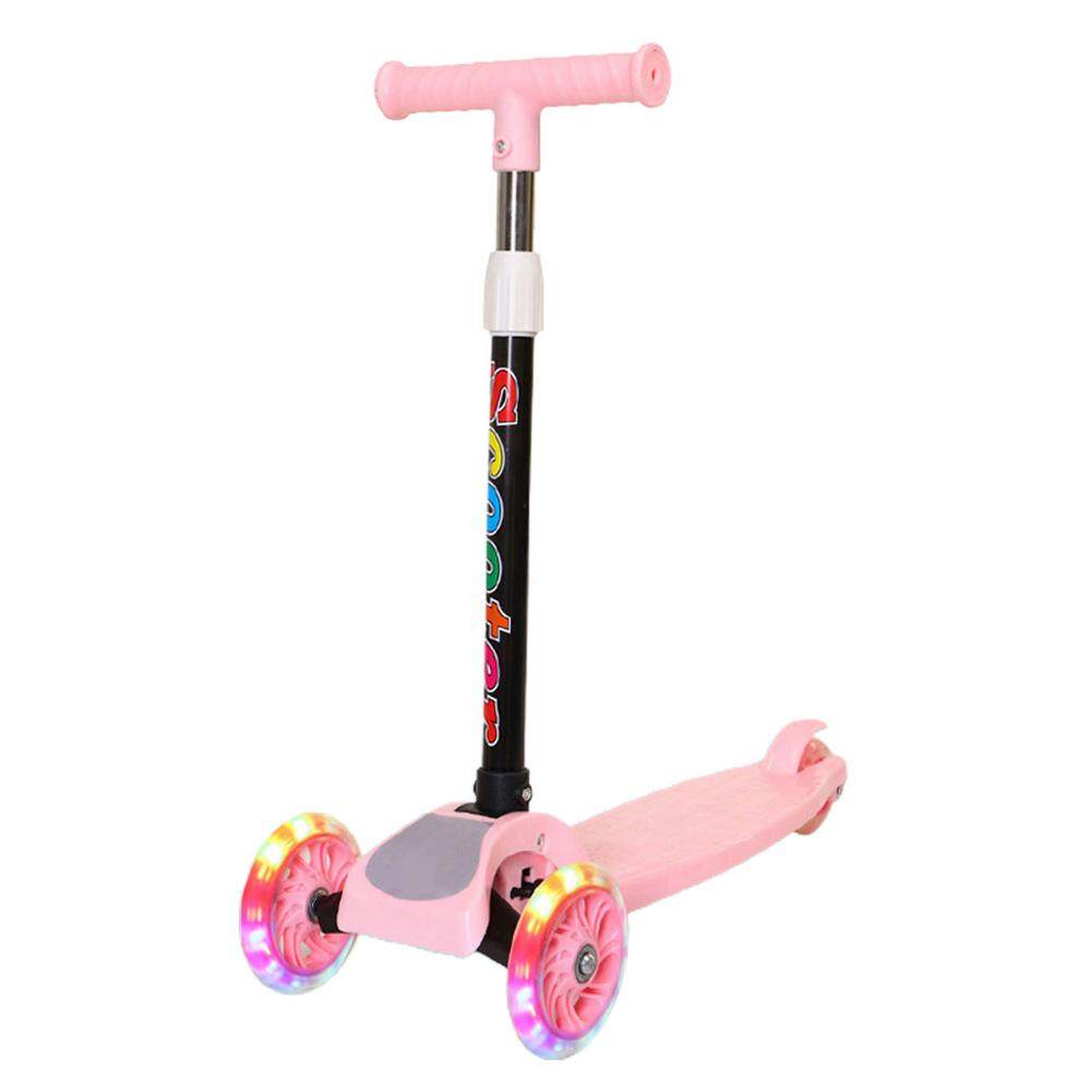 Patinete infantil com 3 rodas, scooter com led e brilho com altura