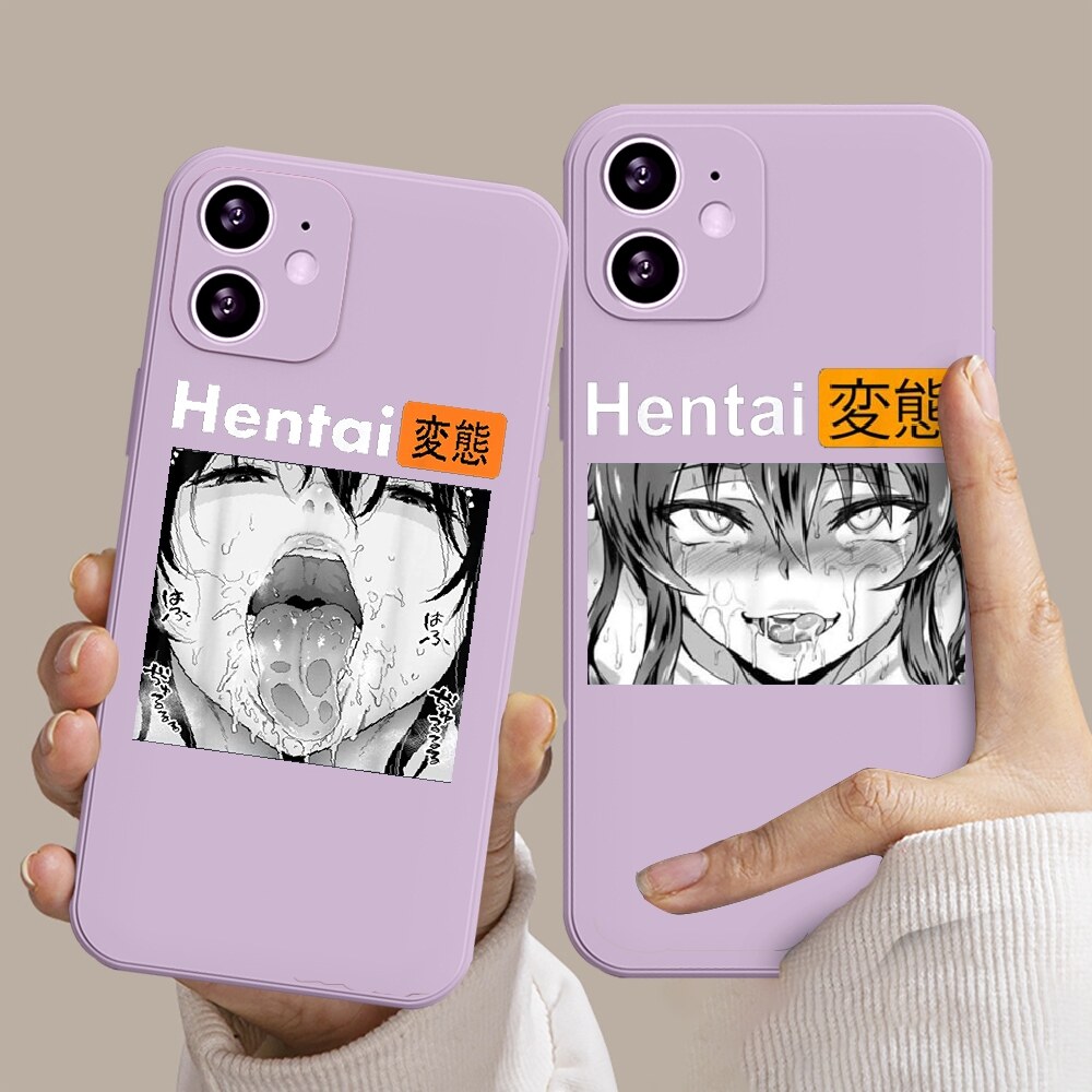 《Phone case》Ốp Điện Thoại Hình Mặt Hentai Anime Ahegao Cho Iphone 5 5S SE 2 6 6S 7 8 11 12 Mini Plus X XS XR Pro Max Màu Kẹo Ngọt