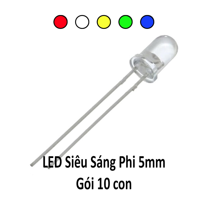 Combo 10 led siêu sáng 5mm các màu