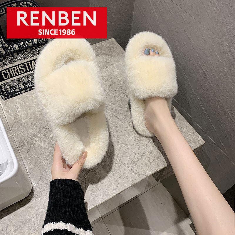  RENBEN dép lông Dép Bông Cho Nữ Dép Bông Lau Nhà Ấm Áp Chống Trượt Dễ Thương Trong Nhà dép bánh mì 