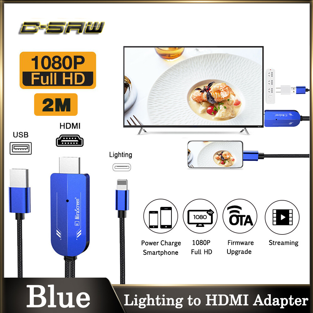 Bộ Chuyển Đổi C-SAW Sang HDMI, Cáp Chuyển Đổi IOS HDMI 2M 1080P Full HD Cho iPhone/ iPad/IPod Tất Cả Các Thiết Bị IOS Và Máy Chiếu Màn Hình HDTV Cắm Và Chơi