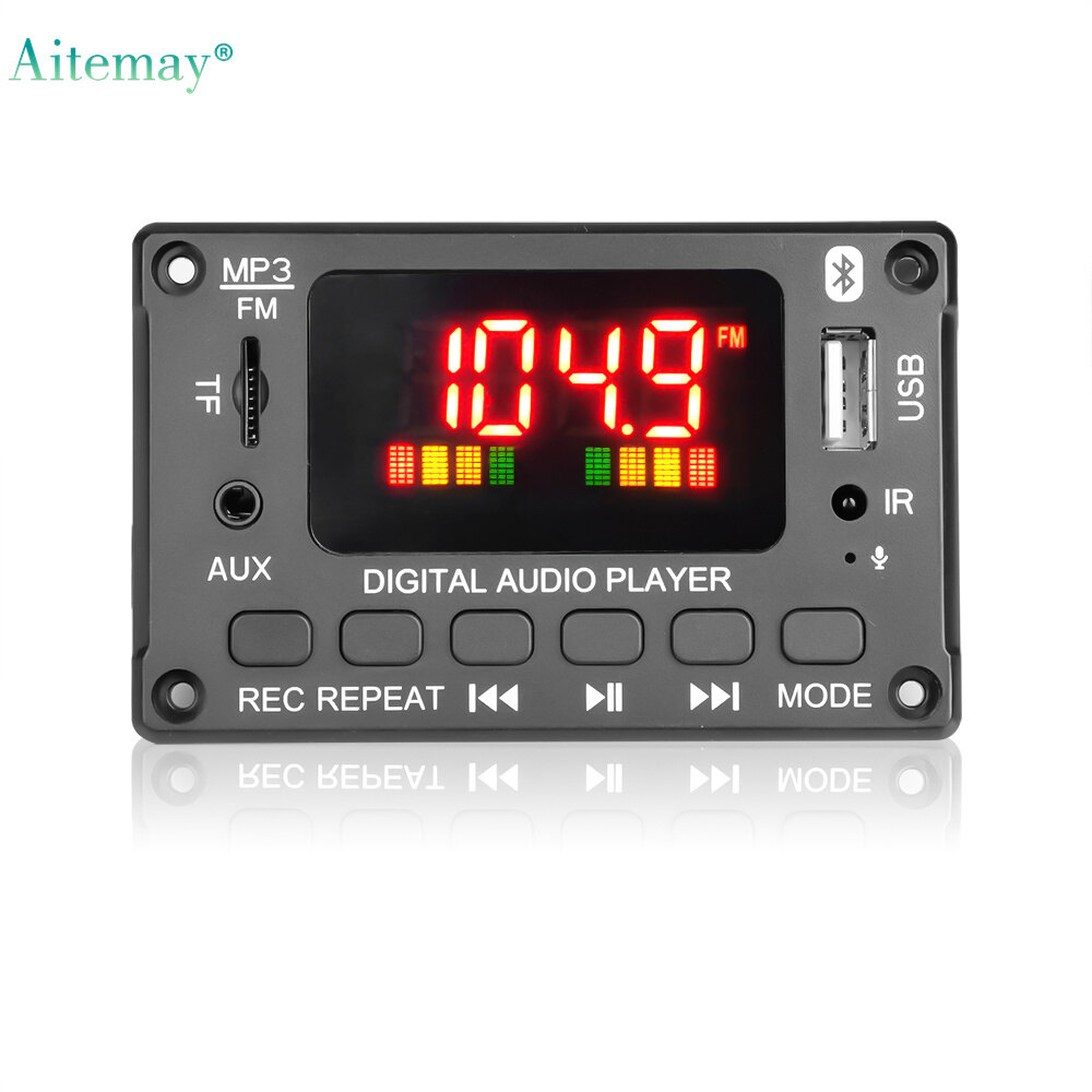 Aitemay bảng giải mã mp3 xe hơi 7v-26v máy nghe nhạc mp3 với bộ khuếch đại 2x40w mô-đun ghi âm usb đài fm loa aux rảnh tay