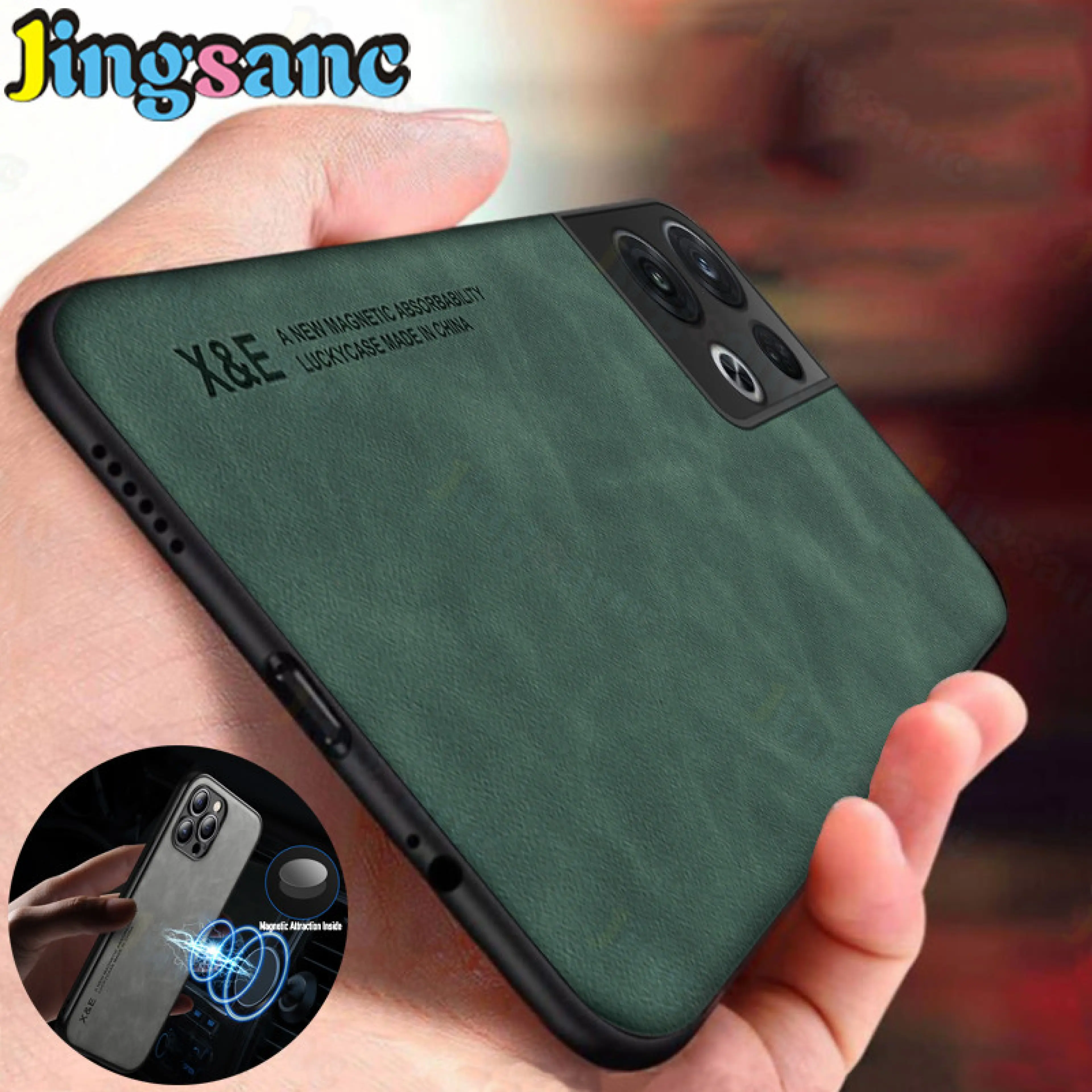 Jingsanc For OPPO Reno 8 5G/Reno 8 Pro 5G Phone Case Luxury Sheepskin Leather With Attraction Inside Light and Thin Casing All-inclusive lens Shockproof Back Cover