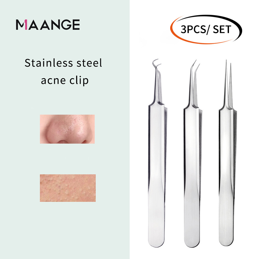 Nhíp nặn mụn MAANGE bằng thép không gỉ thiết kế đầu cong tiện lợi - INTL