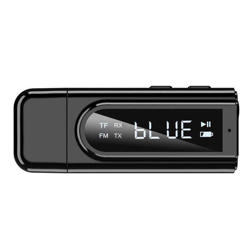 Bộ thu phát usb fm bluetooth 5.0 có bộ chuyển đổi 3.5mm màn hình đầu đọc thẻ tf máy nghe nhạc mp3, cho loa xe hơi tv pc