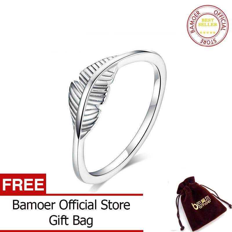 BAMOER Nhẫn Lông Vũ Thanh Lịch Bằng Bạc 925 Chính Hãng Cho Nữ Trang Sức Thời Trang SCR582