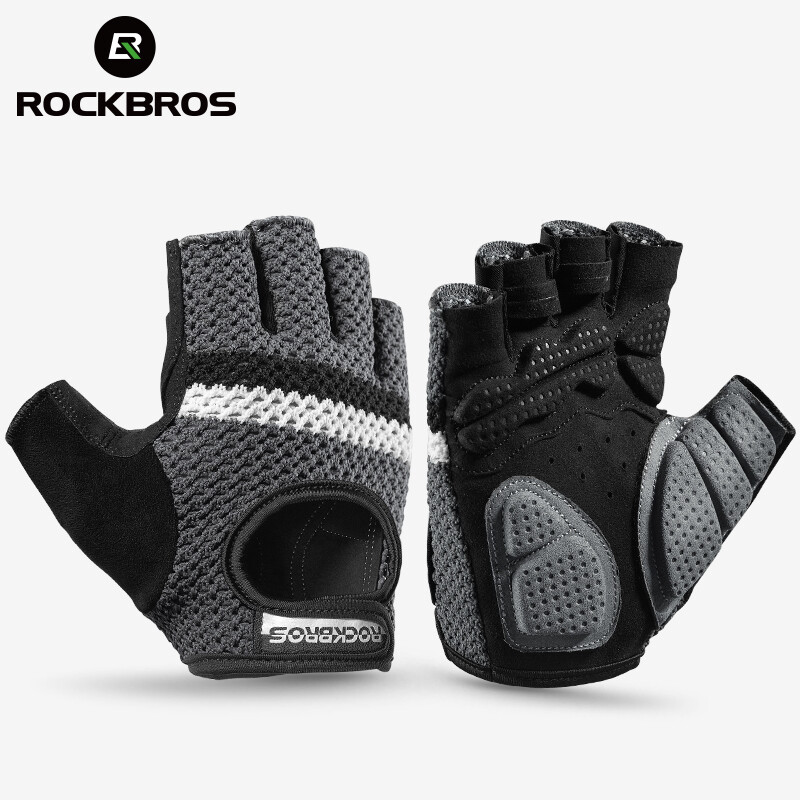 ROCKBROS Găng Tay Đạp Xe Cho Nam Nữ, Tập Thể Dục Breatahble SBR Găng Tay Không Ngón Chống Sốc, Găng Tay Xe Đạp Địa Hình Xe Máy Phụ Kiện Xe Đạp