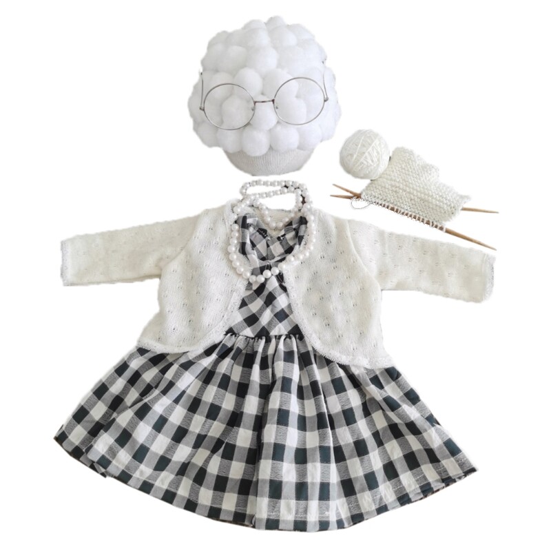 1 bộ đạo cụ chụp ảnh cho trẻ sơ sinh mũ bà ngoại cosplay trang phục quần áo chụp ảnh cho trẻ sơ sinh