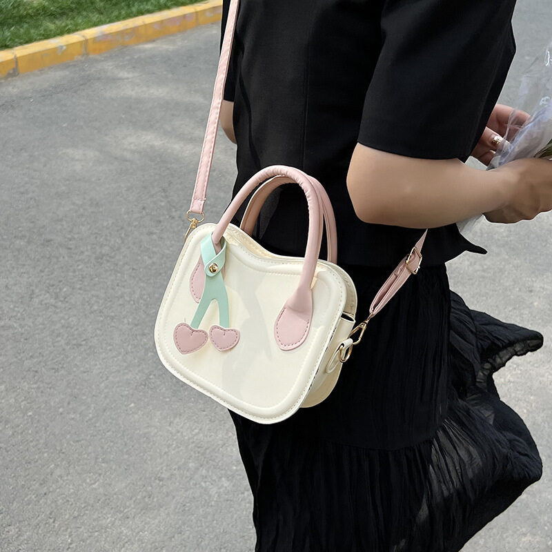 JIVIVIL Girly cherry handbag New little fresh women s shoulder bag PU
