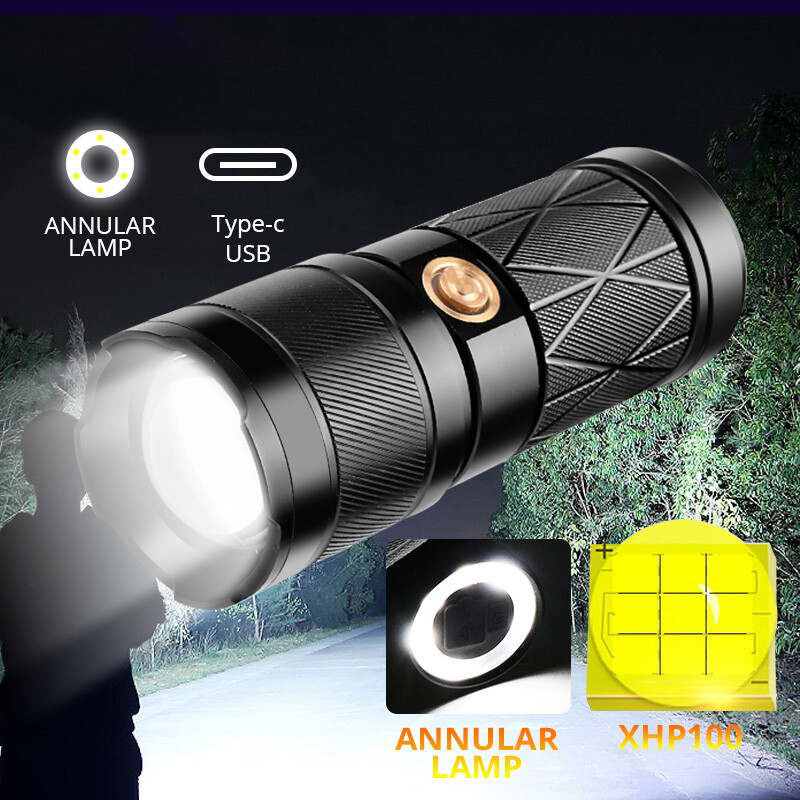 Đèn pin led xhp100 + cob 11400mah đèn pin chiến thuật sạc usb 8000lm mạnh mẽ đèn pin đèn pin mạnh nhất