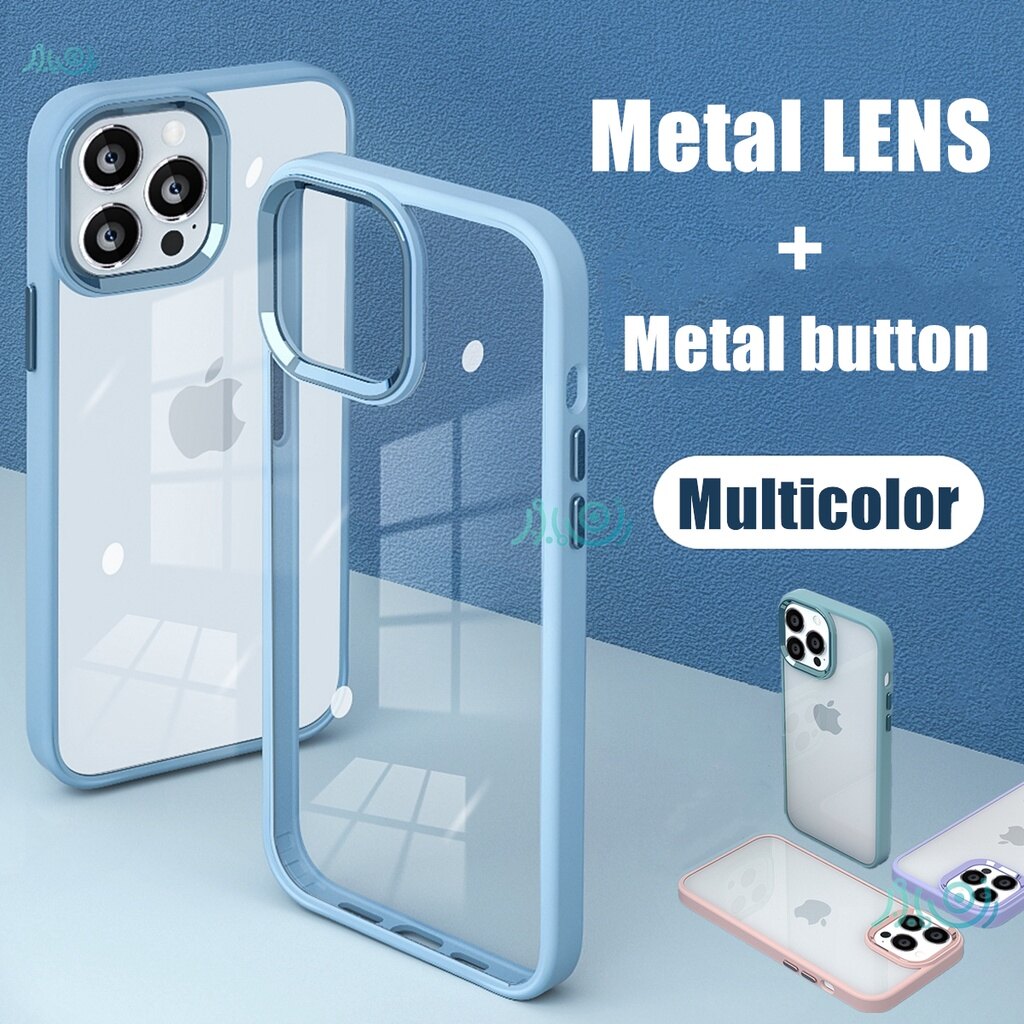 Ốp Lưng Điện Thoại Bảo Vệ Ống Kính Khung Kim Loại Cho iPhone 13 Pro MAX 11 12 Pro MAX X XS MAX XR 7 + 8 Plus SE 2020 11 Pro Ốp Lưng Trong Suốt Sierra Blue Ốp Lưng iPhone Mới