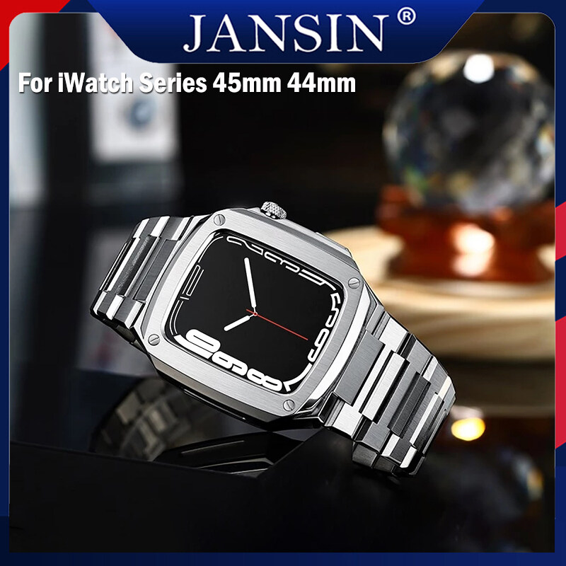 สายนาฬิกาสแตนเลส Apple Watch 8 รุ่นใหม่ล่าสุดสายโลหะสำหรับ I Watch Series 8 7 6 SE 5 4 ชุดดัดแปลงเคสนาฬิกาอะลูมิเนียม 45มม. 44มม. ราคา 2,298 บาท*ส่งฟรี