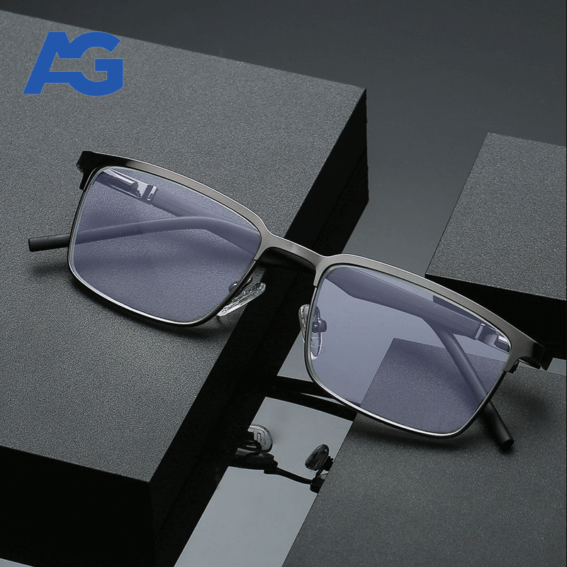A-G 2022 New Brand High Quality Reading Glasses for Men Metal Stainless Steel Anti-blue Light Half Rim Business Reading Glasses G190