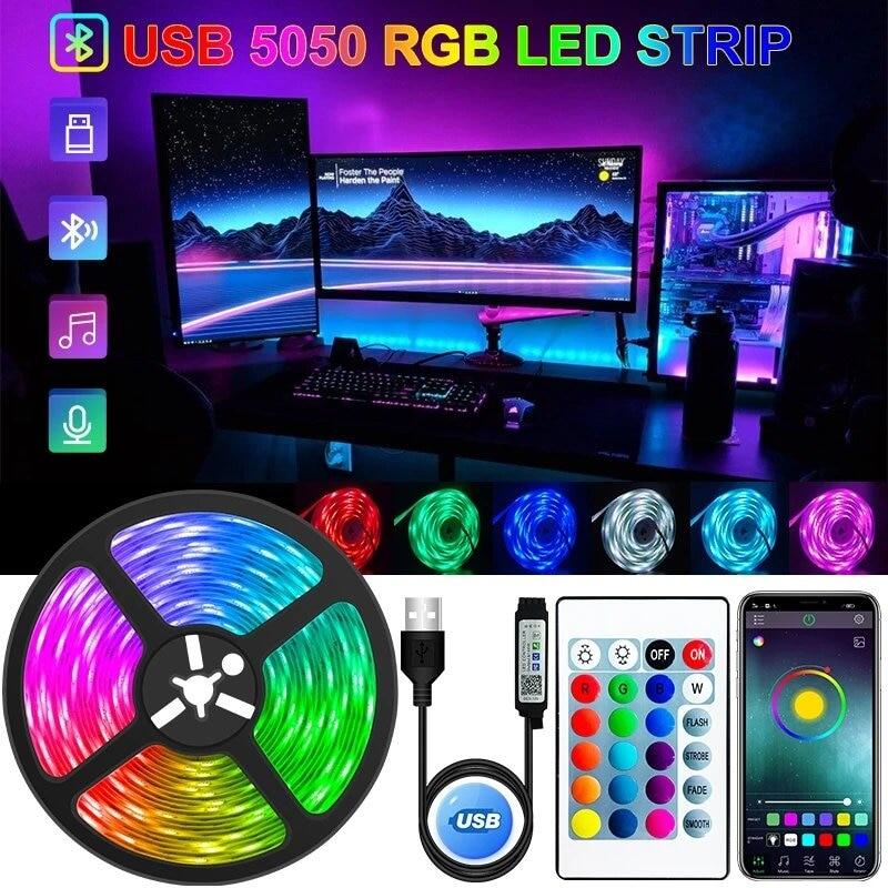 RGB dải đèn LED USB 5050SMD đèn RGB Băng linh hoạt đèn LED dải băng tường