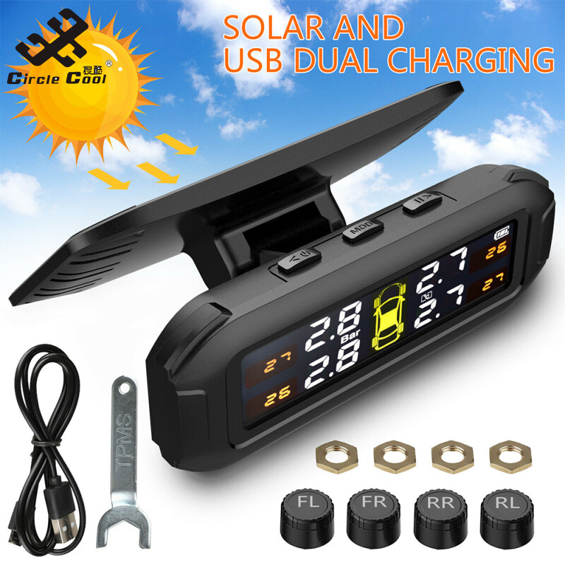 Hệ Thống Giám Sát Áp Suất Lốp Xe Hơi Năng Lượng Mặt Trời Circle Cool T8 Không Dây 4 Cảm Biến Bên Ngoài Có Màn Hình Hiển Thị Nhiệt Độ Áp Suất Thiết Bị Chính Xác Cao Tpms