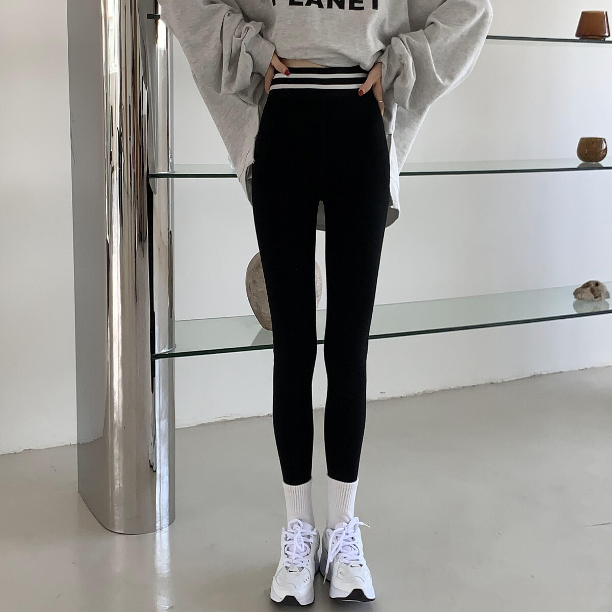 Quần Legging Nữ Co Giãn Cao Quần Bó Co Giãn Quần Bước Dày Vải Nhung Cotton Hàn Quốc