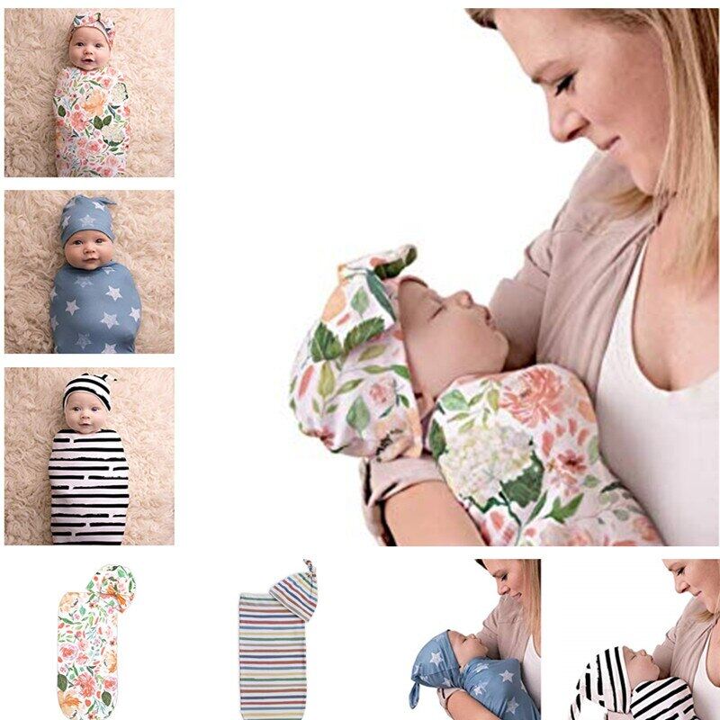 Citgeett Túi ngủ cho bé và bộ mũ họa tiết hoa cho trẻ sơ sinh trẻ em khăn