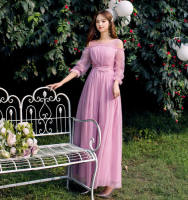 Alisa.Sonya Women Organza Tulle Formal Evening Party bridesmaid dress 6 types pattern Full length tulle Floral Lace godmother wedding dress