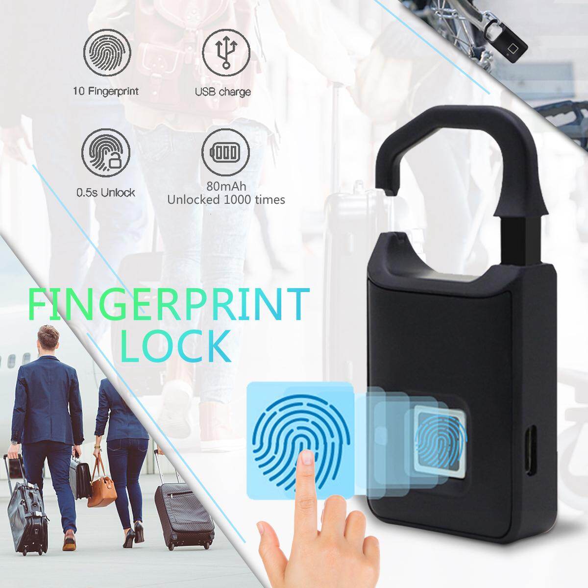 Anytek khóa vân tay sạc usb thông minh chống nước p4 khóa an ninh di động ổ khóa chống trộm mở khóa trong vòng 0.5 giây-