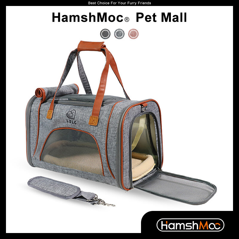 HamshMoc Large Pet Carrier Collapsible Pet Travel Carrier Airline Approved Soft Sided Portable Pet Backpack for Cats Dogs Puppies ราคา 1,254 บาท*ส่งฟรี