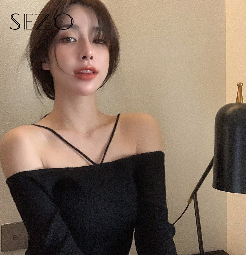 SEZO Korean fashion women s hanging neck long sleeve T-shirt