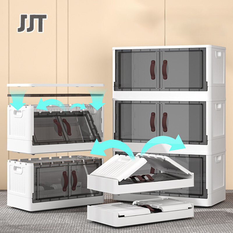 JJT hộp lưu trữ có thể gập lại tủ đựng đồ đa năng nhựa trong hộp lưu trữ tủ đựng quần áo hộp đựng đồ đa năng Bạn có thể mở hộp từ nhiều phía, hộp, hộp lưu trữ.