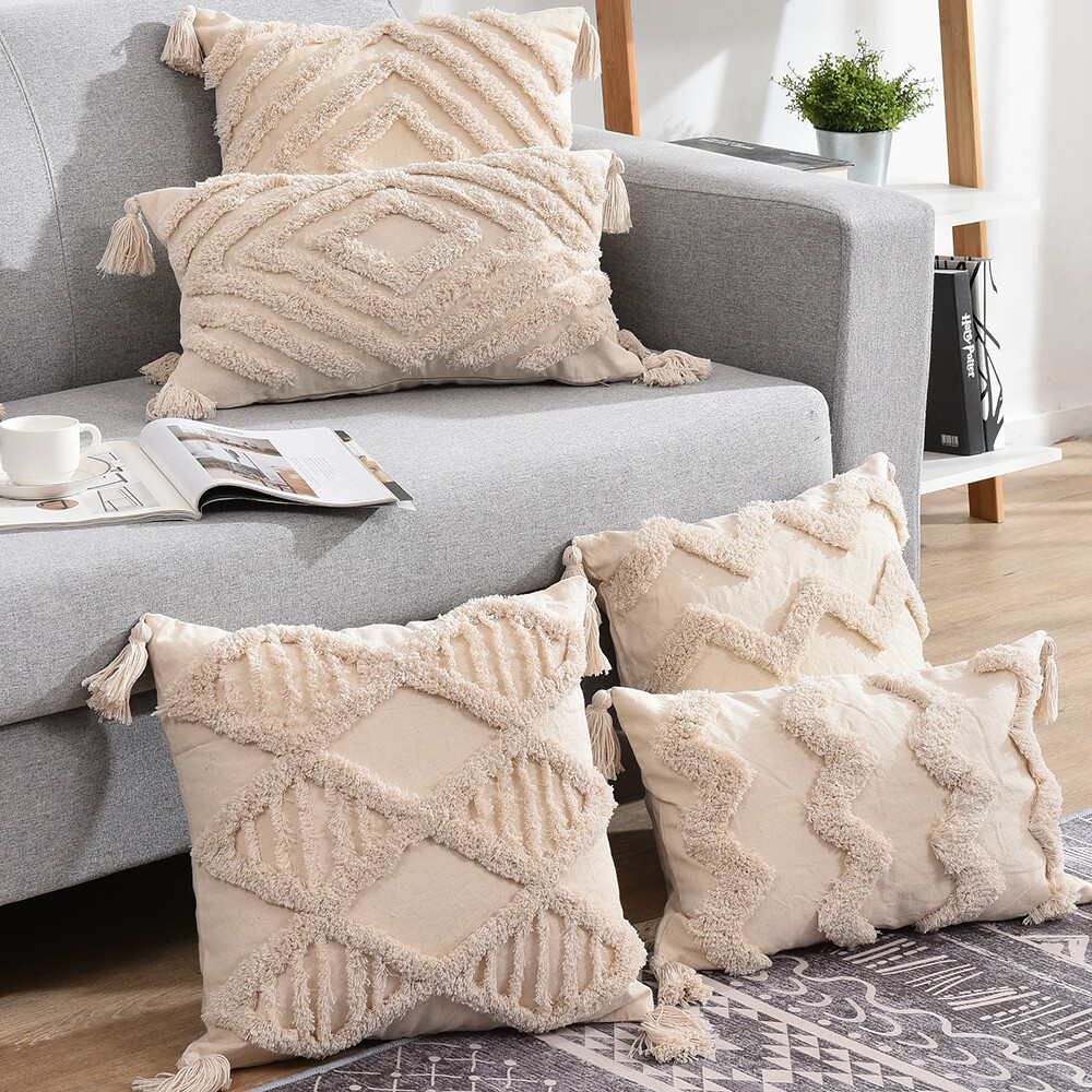Vỏ Gối Boho Dệt Vỏ Gối Thêu Chần Vải Vỏ Gối Ném Cotton Bắc Âu Cho Ghế Sofa Giường Ghế Phòng Khách Trang Trí Nhà Phong Cách Bohemian