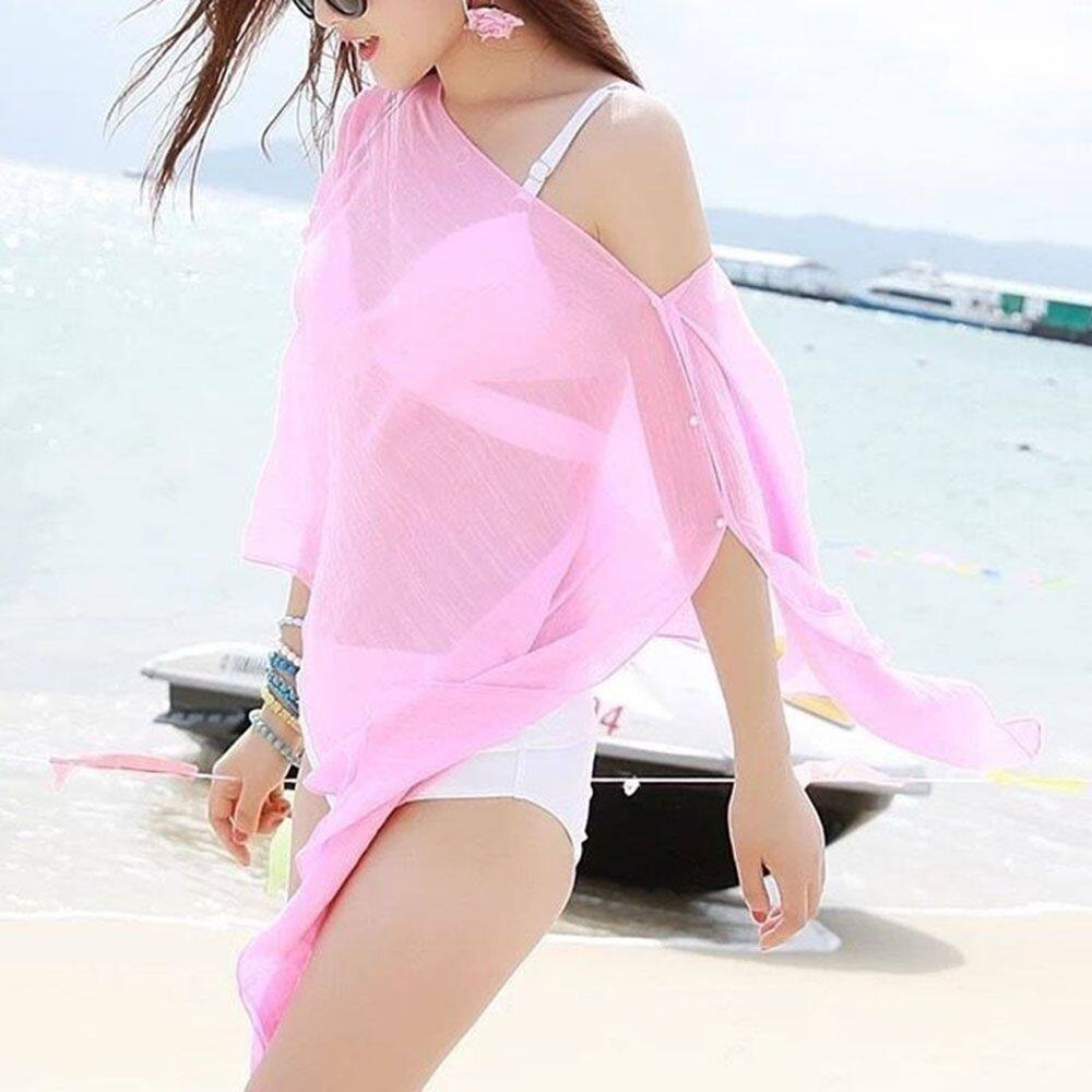 WRIGHT JEFFERSON Chất rắn Mùa hè Khăn quàng cổ Voan Mặc vào Sexy bờ biển Phụ nữ Bộ bikini Che đậy