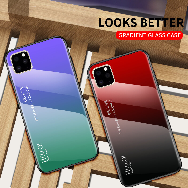 Ốp cho iphone 11 ốp cứng kính cường lực iphone11 ốp lưng điện thoại chống sốc màu gradient